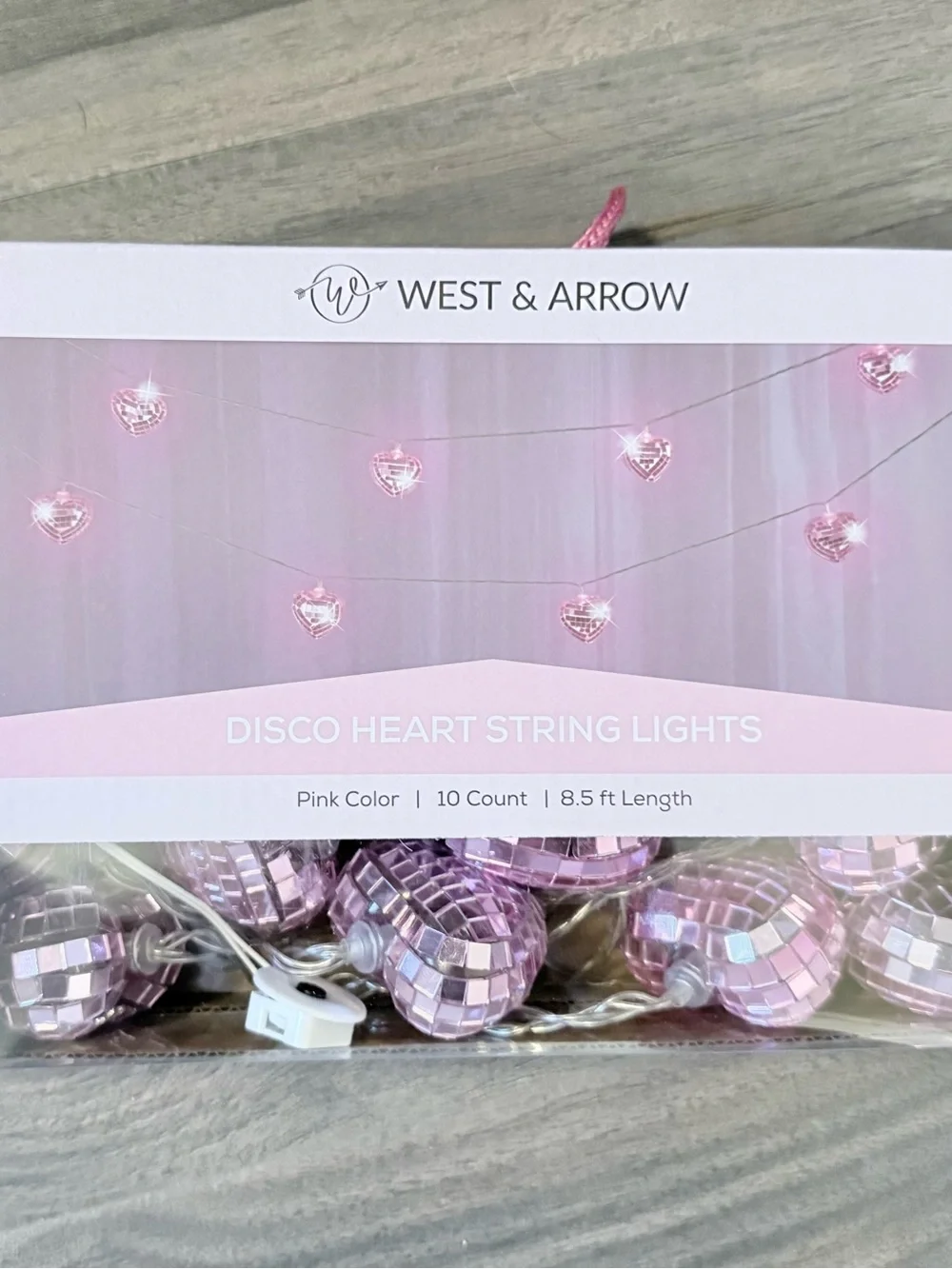 Pink Disco Heart String Lights